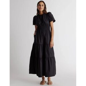 Quince 100% Organic Cotton Tiered Maxi Dress Black M